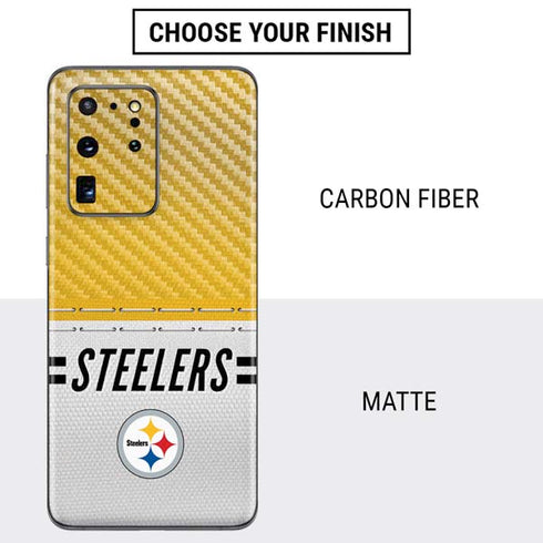 NFL Pittsburgh Steelers White Striped Galaxy S20 Ultra 5G Skin