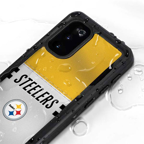 NFL Pittsburgh Steelers White Striped Galaxy S20 Waterproof Case