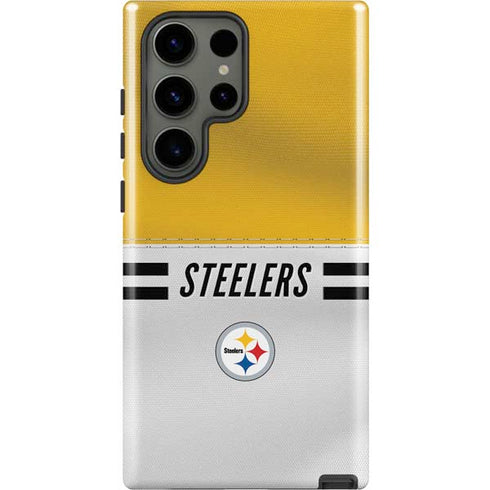 NFL Pittsburgh Steelers White Striped Galaxy S23 Ultra Pro Case