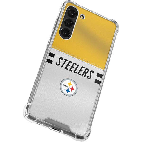 NFL Pittsburgh Steelers White Striped Galaxy S24 FE Clear Case