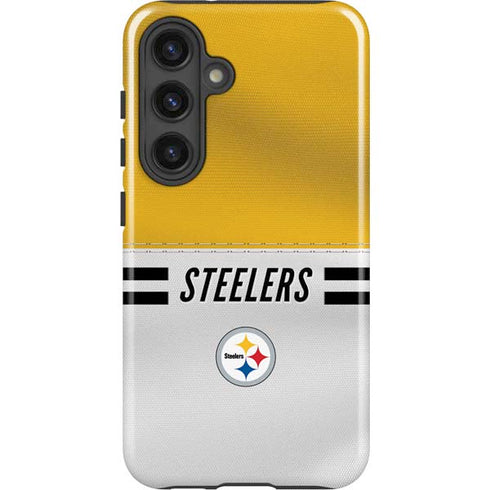 NFL Pittsburgh Steelers White Striped Galaxy S25 Impact Case