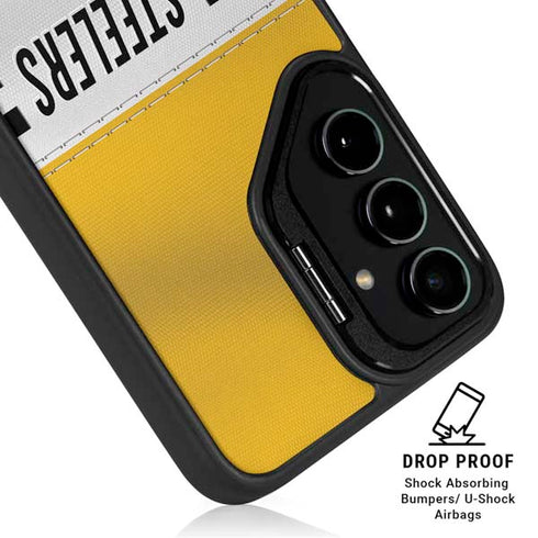 NFL Pittsburgh Steelers White Striped Galaxy S25 Kickstand Case