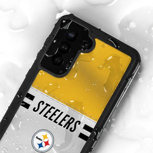 NFL Pittsburgh Steelers White Striped Galaxy S24 Plus Waterproof Case