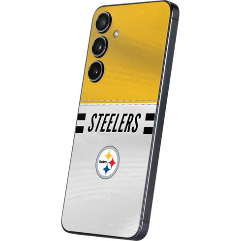 NFL Pittsburgh Steelers White Striped Galaxy S25 Skin
