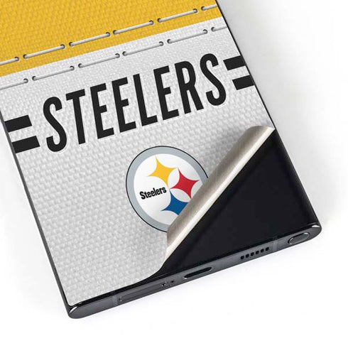 NFL Pittsburgh Steelers White Striped Galaxy S25 Ultra Skin