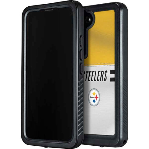 NFL Pittsburgh Steelers White Striped Galaxy S24 Waterproof Case