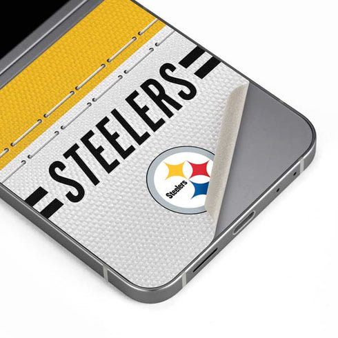 NFL Pittsburgh Steelers White Striped Galaxy Z Flip6 Skin