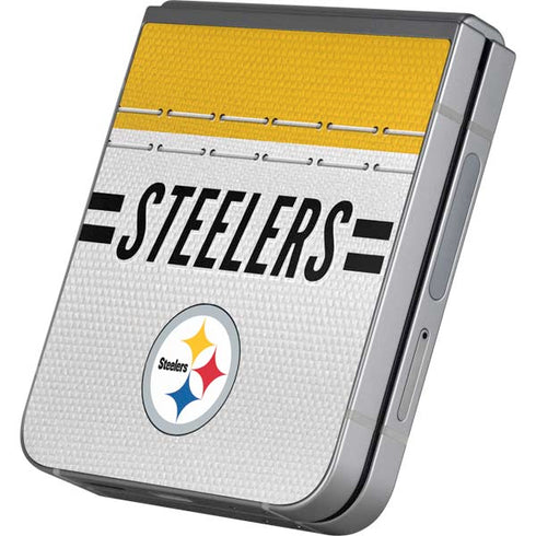 NFL Pittsburgh Steelers White Striped Galaxy Z Flip6 Skin