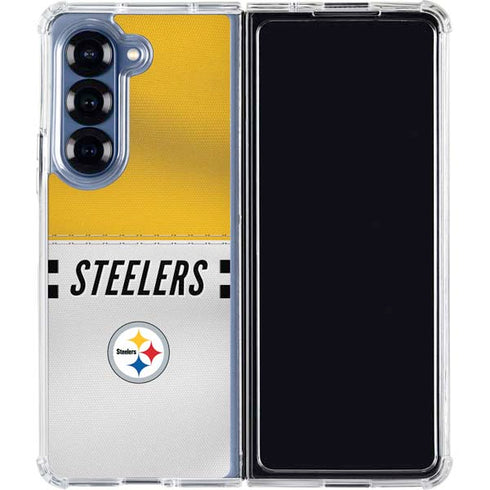 NFL Pittsburgh Steelers White Striped Galaxy Z Fold6 Clear Case