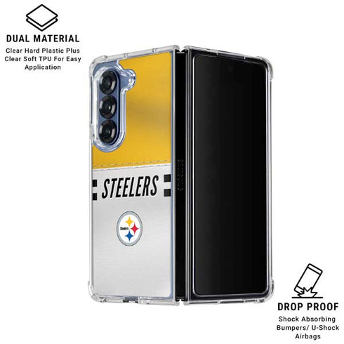 NFL Pittsburgh Steelers White Striped Galaxy Z Fold6 Clear Case