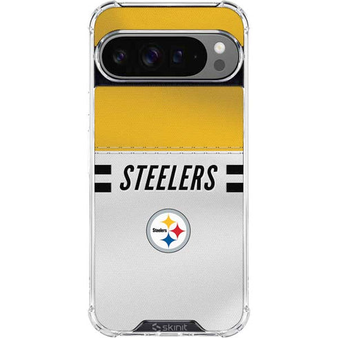 NFL Pittsburgh Steelers White Striped Google Pixel 10 Pro XL Clear Case