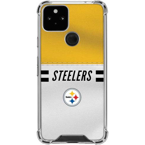 NFL Pittsburgh Steelers White Striped Google Pixel 5 Clear Case