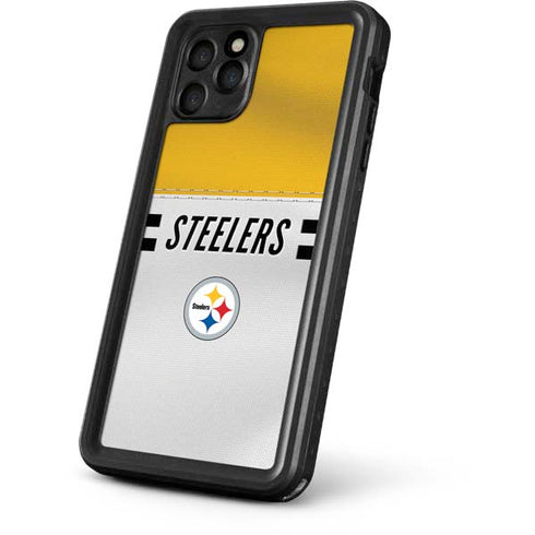 NFL Pittsburgh Steelers White Striped iPhone 11 Pro Waterproof Case