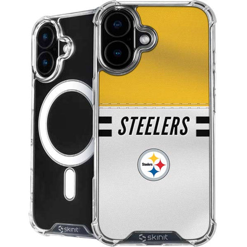 NFL Pittsburgh Steelers White Striped iPhone 16 MagSafe Case