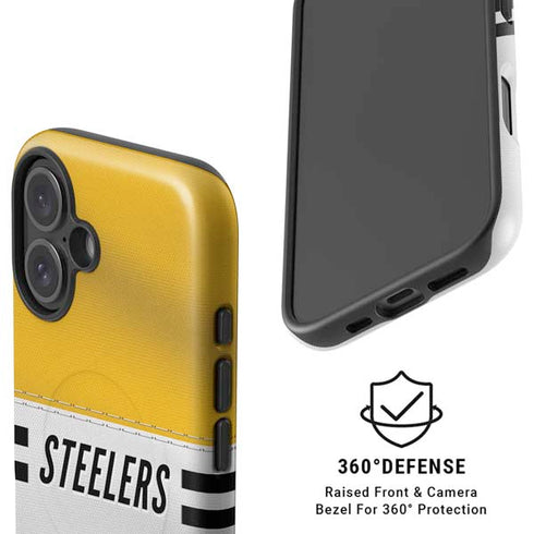 NFL Pittsburgh Steelers White Striped iPhone 16 Magsafe Impact Case