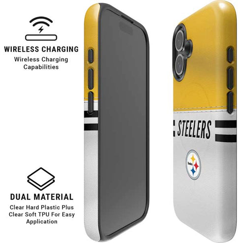 NFL Pittsburgh Steelers White Striped iPhone 16 Magsafe Impact Case