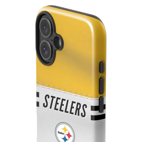 NFL Pittsburgh Steelers White Striped iPhone 16 Plus Impact Case
