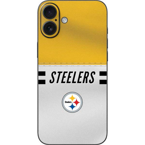 NFL Pittsburgh Steelers White Striped iPhone 16 Plus Skin