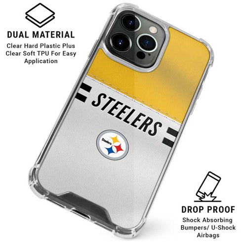 NFL Pittsburgh Steelers White Striped iPhone 16 Pro Clear Case