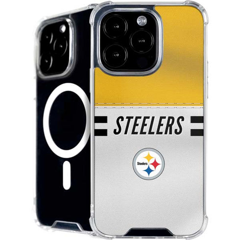 NFL Pittsburgh Steelers White Striped iPhone 16 Pro MagSafe Case