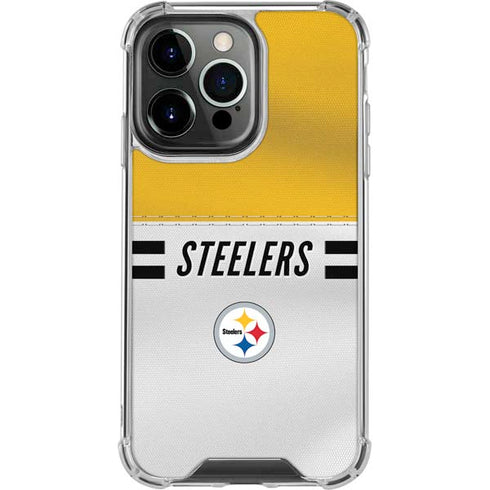 NFL Pittsburgh Steelers White Striped iPhone 16 Pro Max Clear Case