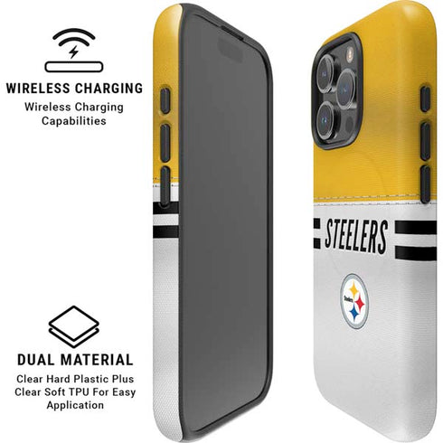 NFL Pittsburgh Steelers White Striped iPhone 16 Pro Max Magsafe Impact Case