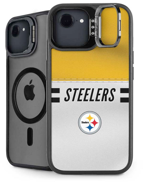 NFL Pittsburgh Steelers White Striped iPhone 16e Kickstand Case