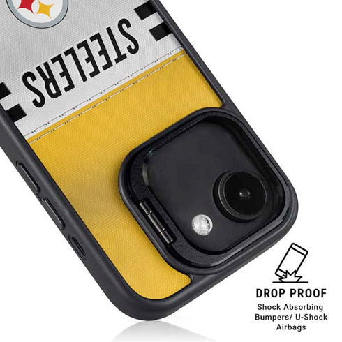 NFL Pittsburgh Steelers White Striped iPhone 16e Kickstand Case