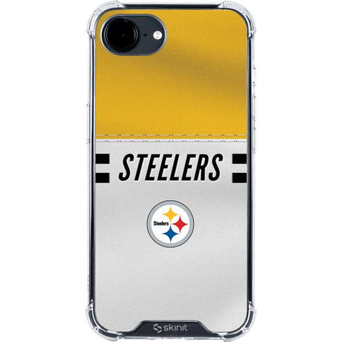 NFL Pittsburgh Steelers White Striped iPhone 16e Clear Case