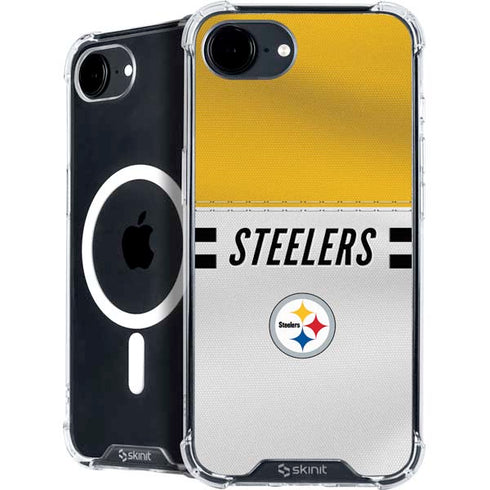 NFL Pittsburgh Steelers White Striped iPhone 16e MagSafe Case
