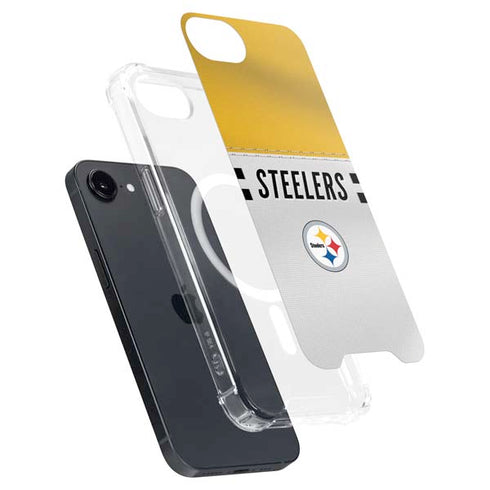NFL Pittsburgh Steelers White Striped iPhone 16e MagSafe Case