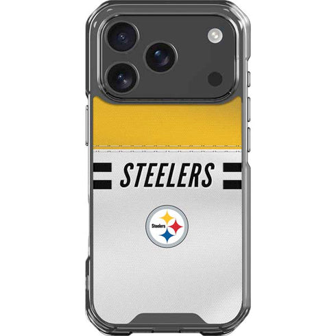 NFL Pittsburgh Steelers White Striped iPhone 18 Pro Clear Case