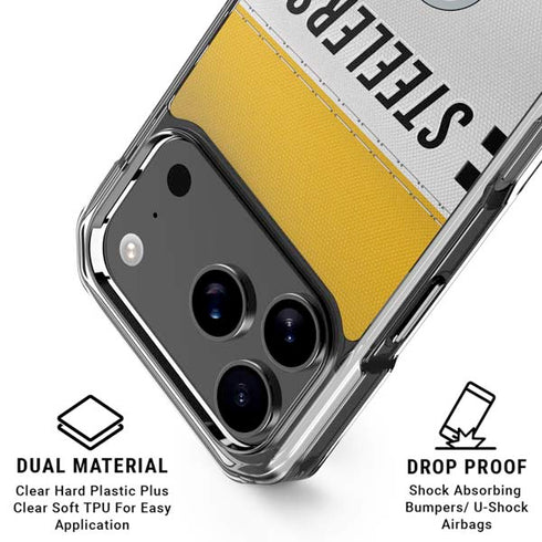 NFL Pittsburgh Steelers White Striped iPhone 18 Pro Clear Case