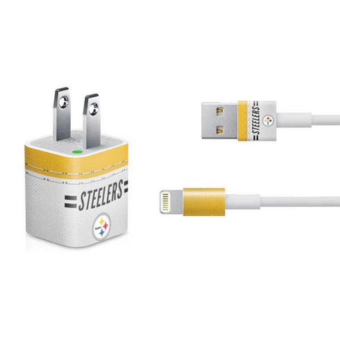 NFL Pittsburgh Steelers White Striped iPhone Charger (5W USB) Skin