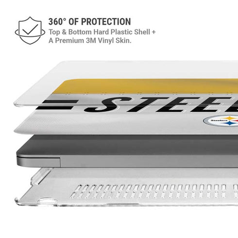 NFL Pittsburgh Steelers White Striped MacBook Pro 14in (2021-24) Case plus Skin