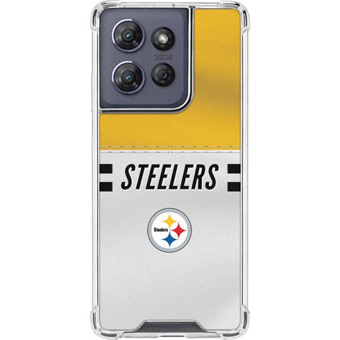 NFL Pittsburgh Steelers White Striped Moto G Play 5G (2025) Clear Case