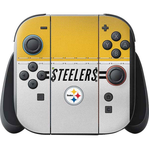 NFL Pittsburgh Steelers White Striped Nintendo Switch 2 (2025) with Joy-Con Skin