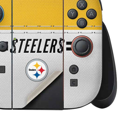 NFL Pittsburgh Steelers White Striped Nintendo Switch 2 (2025) Joy-Con Controller Skin