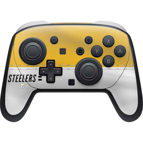 NFL Pittsburgh Steelers White Striped Nintendo Switch 2 (2025) Pro Controller Skin
