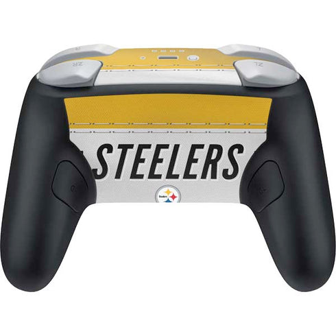 NFL Pittsburgh Steelers White Striped Nintendo Switch 2 (2025) Pro Controller Skin