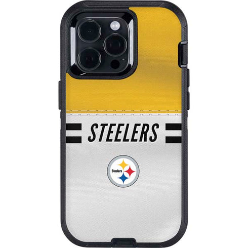 NFL Pittsburgh Steelers White Striped Otterbox Defender iPhone Skin