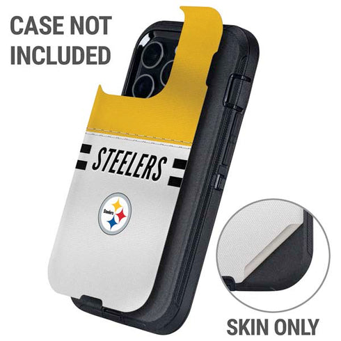 NFL Pittsburgh Steelers White Striped Otterbox Defender iPhone Skin