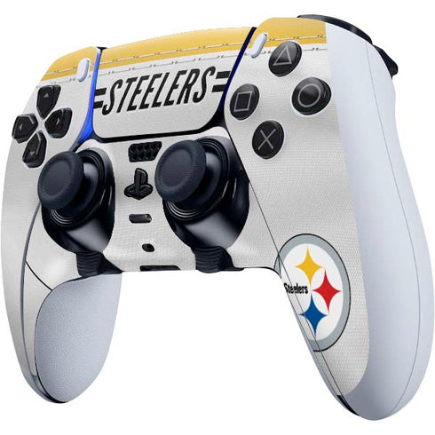 NFL Pittsburgh Steelers White Striped PS5 DualSense Edge Pro Controller Skin
