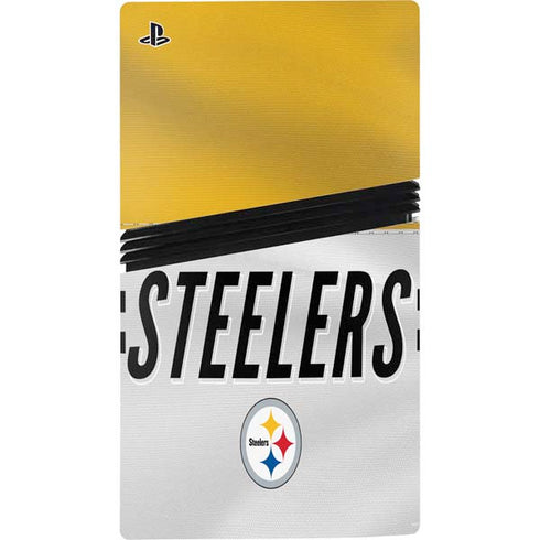 NFL Pittsburgh Steelers White Striped PS5 Pro Disk Bundle Skin