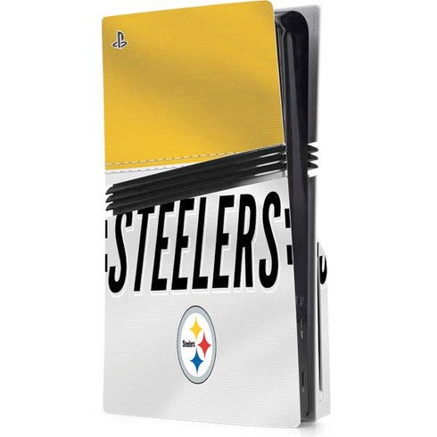 NFL Pittsburgh Steelers White Striped PS5 Pro Disk Console Skin