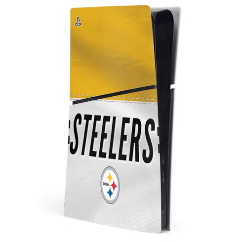 NFL Pittsburgh Steelers White Striped PS5 Slim Digital Edition Console Skin