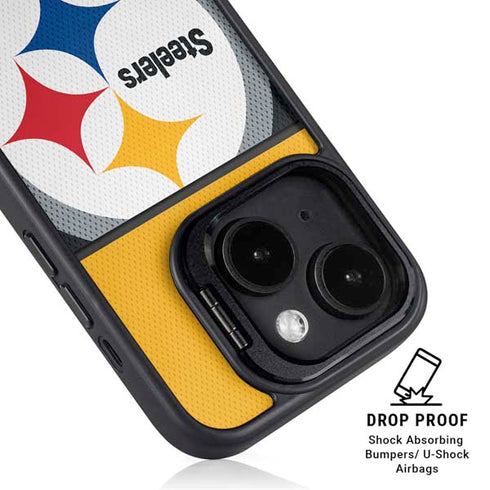 NFL Pittsburgh Steelers Zone Block iPhone 15 Plus Kickstand Case