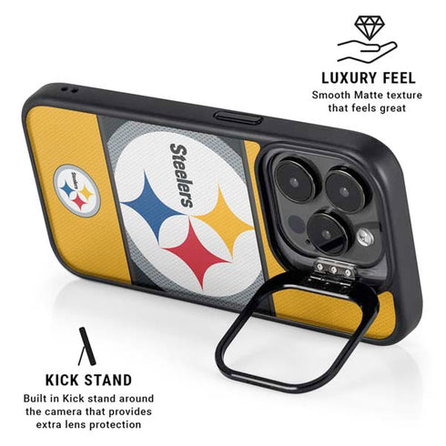 NFL Pittsburgh Steelers Zone Block iPhone 15 Pro Max Kickstand Case