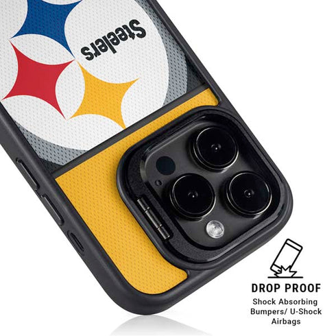 NFL Pittsburgh Steelers Zone Block iPhone 16 Pro Max Kickstand Case
