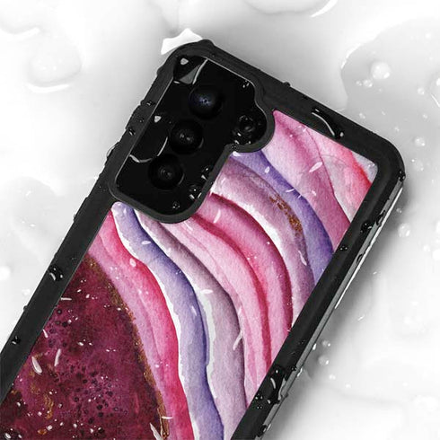 Plum Watercolor Geode Galaxy S24 Plus Waterproof Case